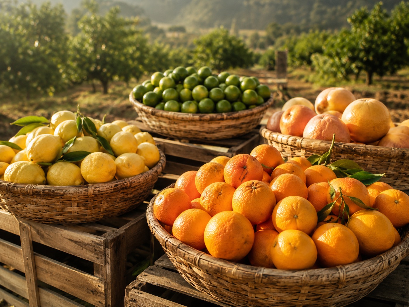 Freshly harvested citrus fruit ready for selection before drying